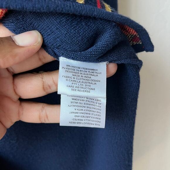 Camilla‎ Jacquard Bamboo Knit Relaxed Tunic Sweater in Costume Party Size XS - Picture 8 of 10